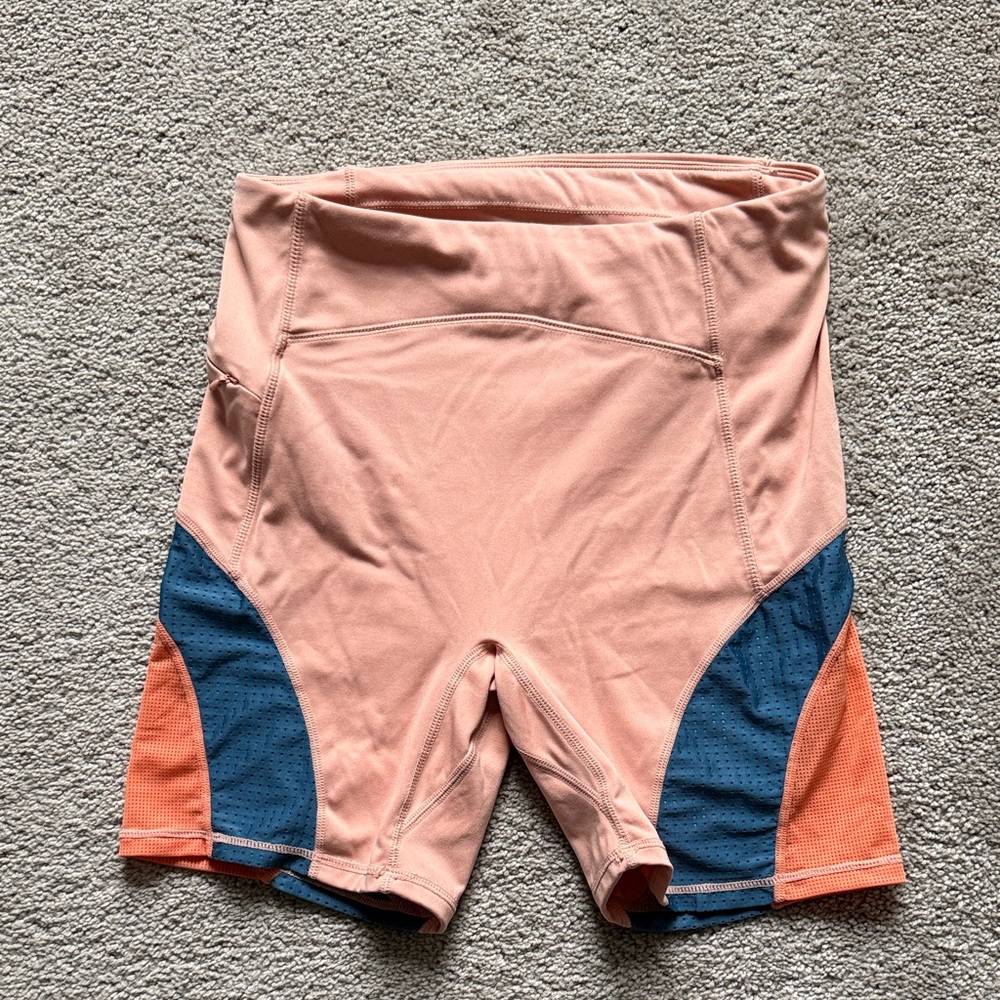 Fabletics Peach and Blue Bike Shorts